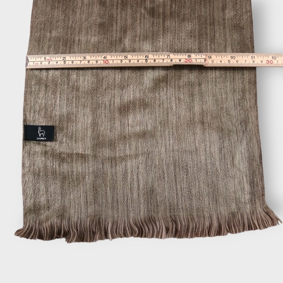 Alpaca Wool Scarf Shupaca Golden Dust Womens Fringed Stripped Heather Soft - Picture 9 of 11